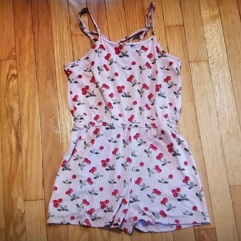 Romper: Pink with Cherries, Girl Size L - Picture 1 of 4